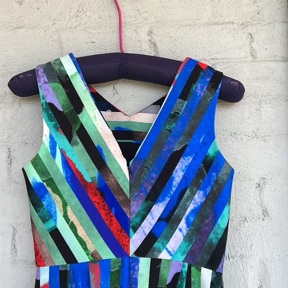 Milly Allison Mirage-Striped Multi Color Sleeveless Mini Dress Size 6 - Picture 5 of 15